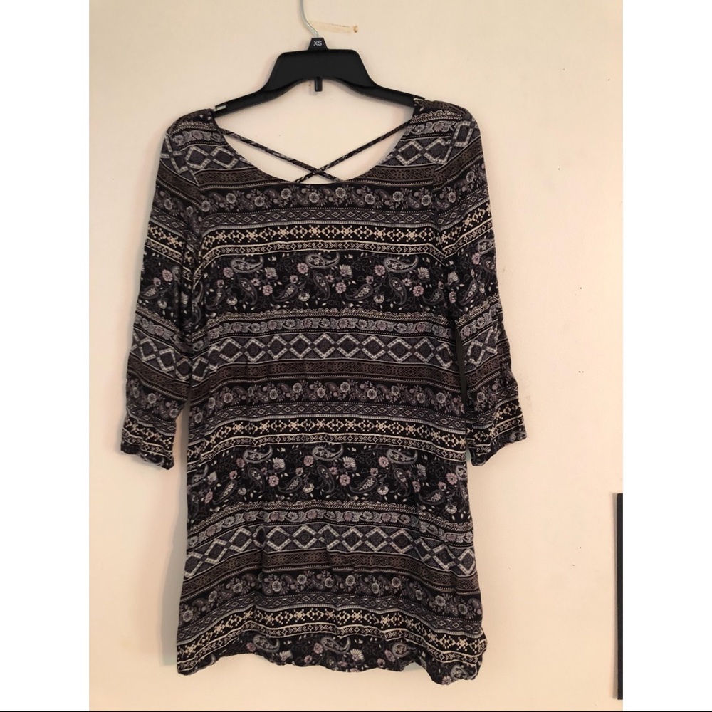 Patterned quarter sleeve dress